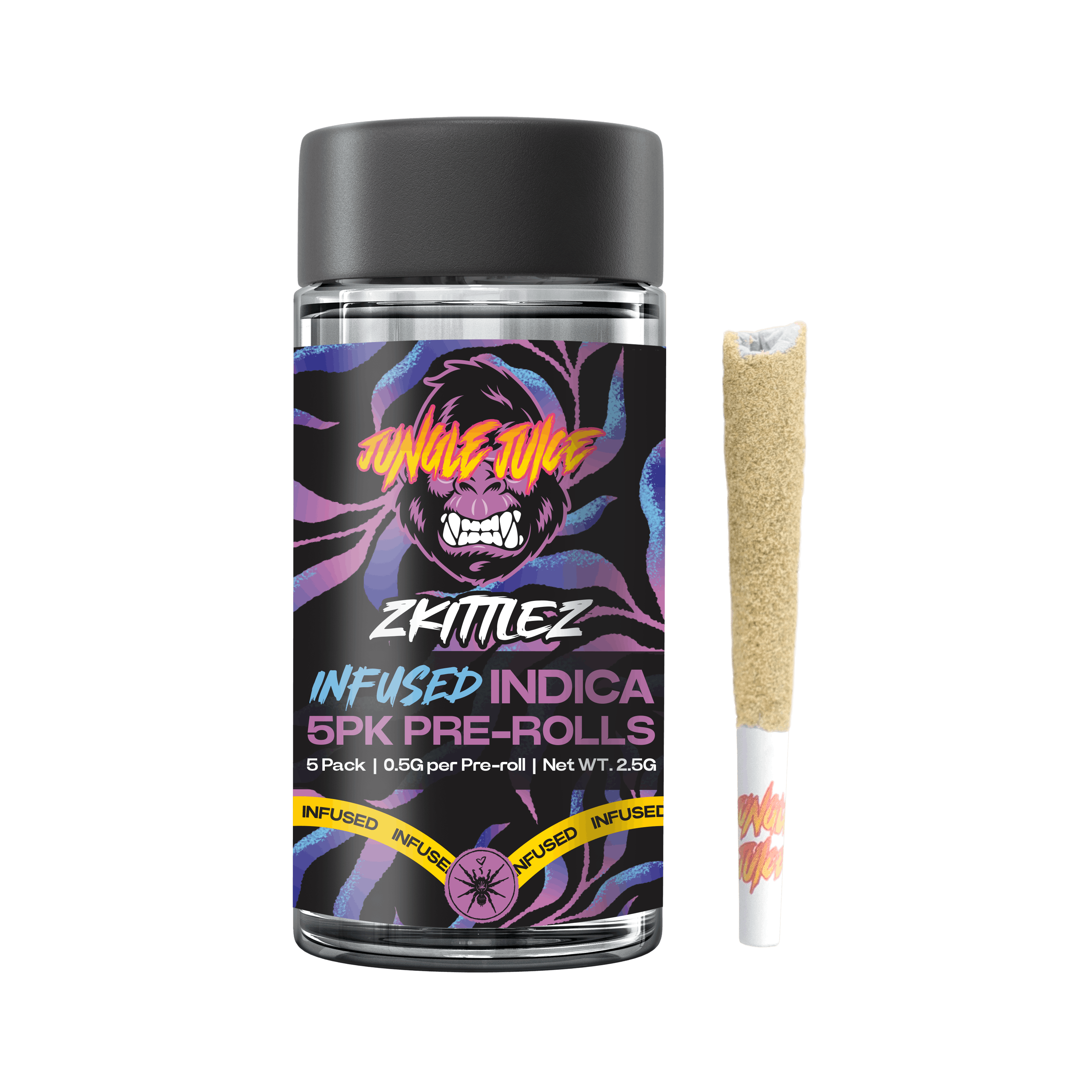 neloli☀︎ Jungle Juice - Zkittlez - 5 pk (0.5g) Tarantula Pre-Rolls - Jungle