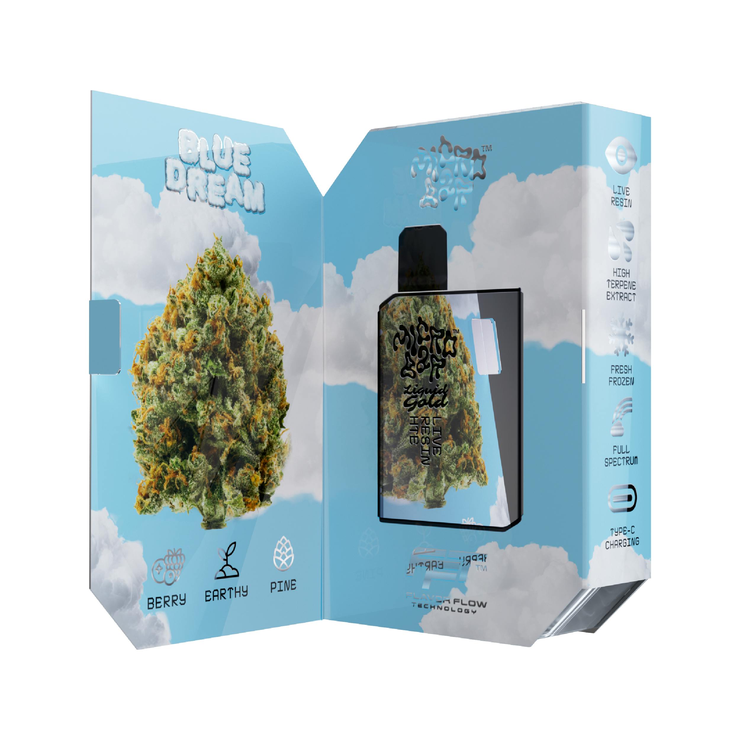 Blue Dream (Sativa) - Liquid Gold Live Resin 1g AIO - Micro Bar