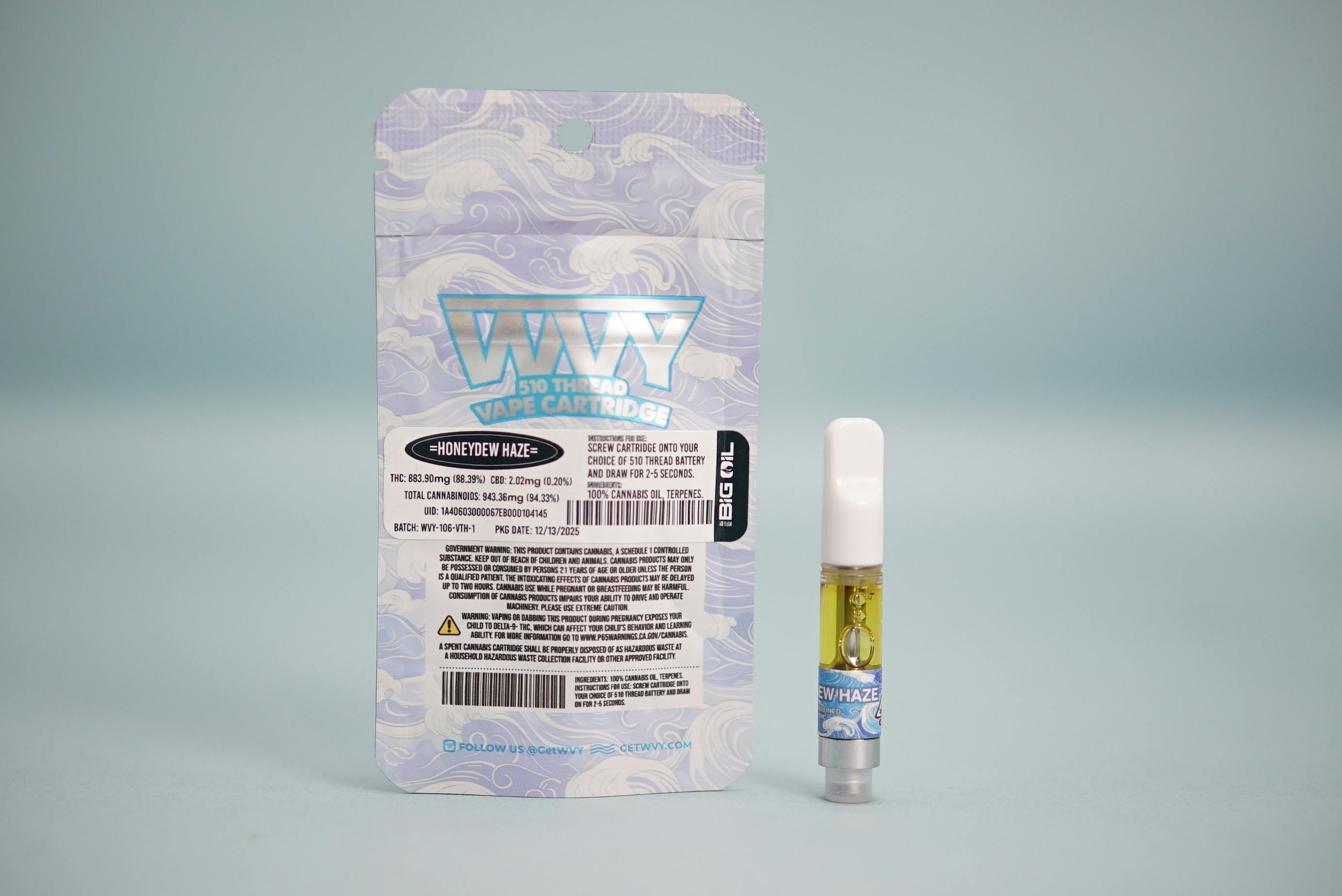 CANNAWAYキャナウェイカートリッジ4本入ベイプ WVY - Honeydew Haze - 510 Threaded - Cartridge - WVY