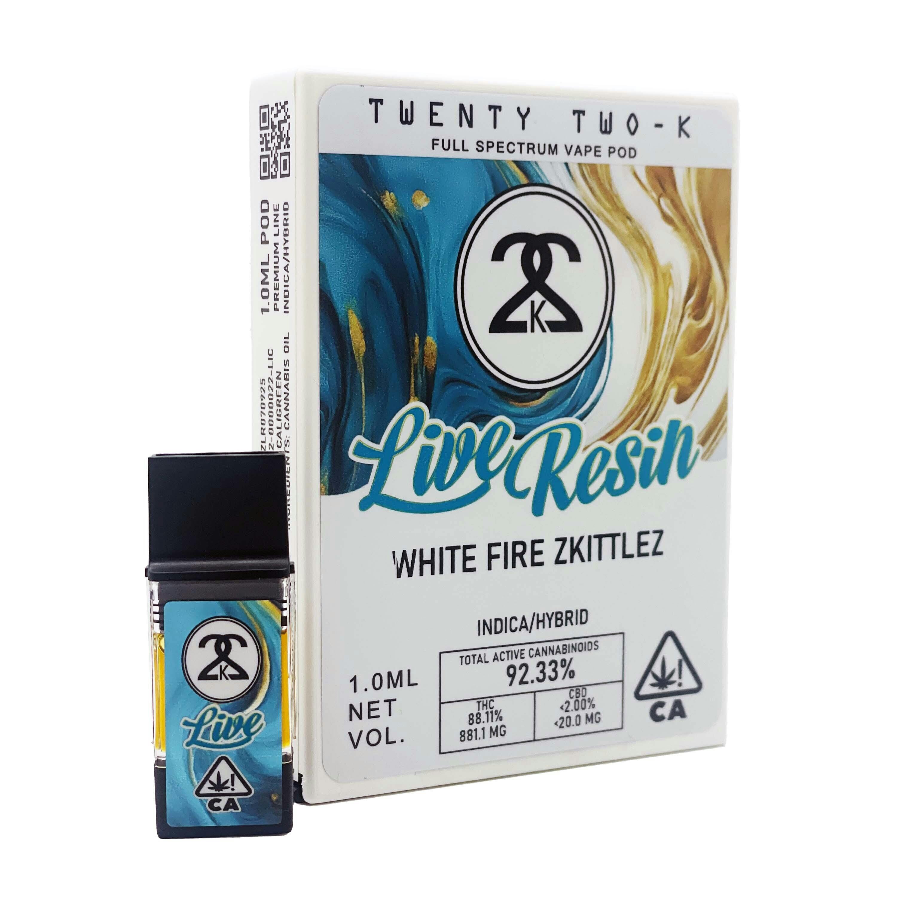 22K - White Fire Zkittlez - Live Resin - 1.0ml POD - Twenty Two K