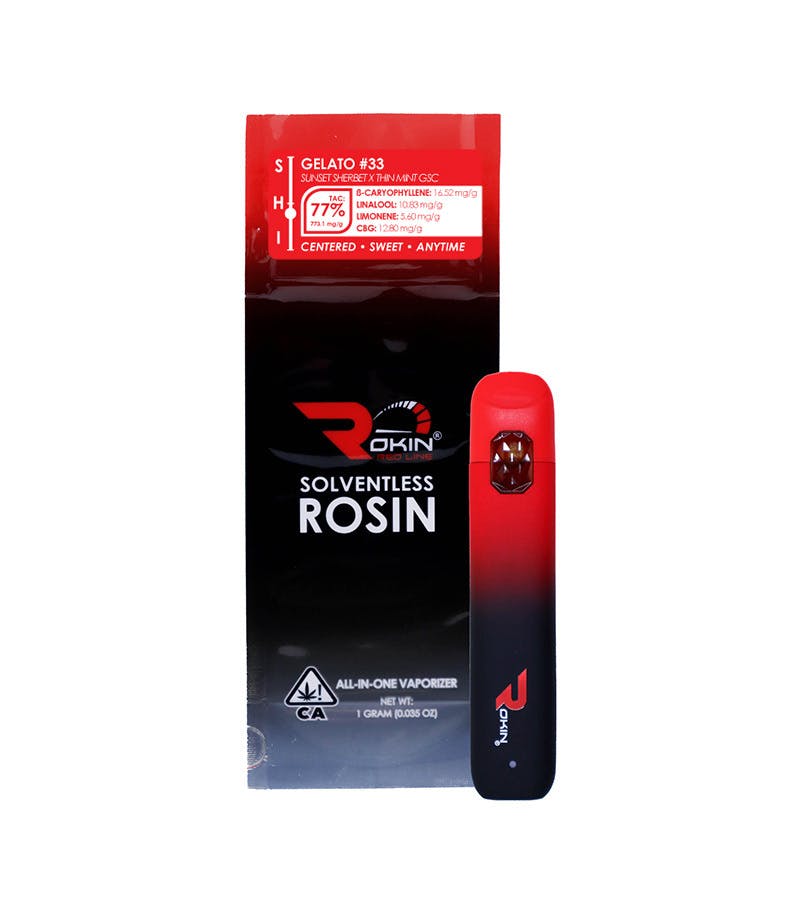 「Lapomine ラポマイン　5コ」「Rocoshine　ロコシャイン　1コ」 Rokin - Redline Rosin - Gelato #33 - AIO 1.0g - Rokin Cannabis