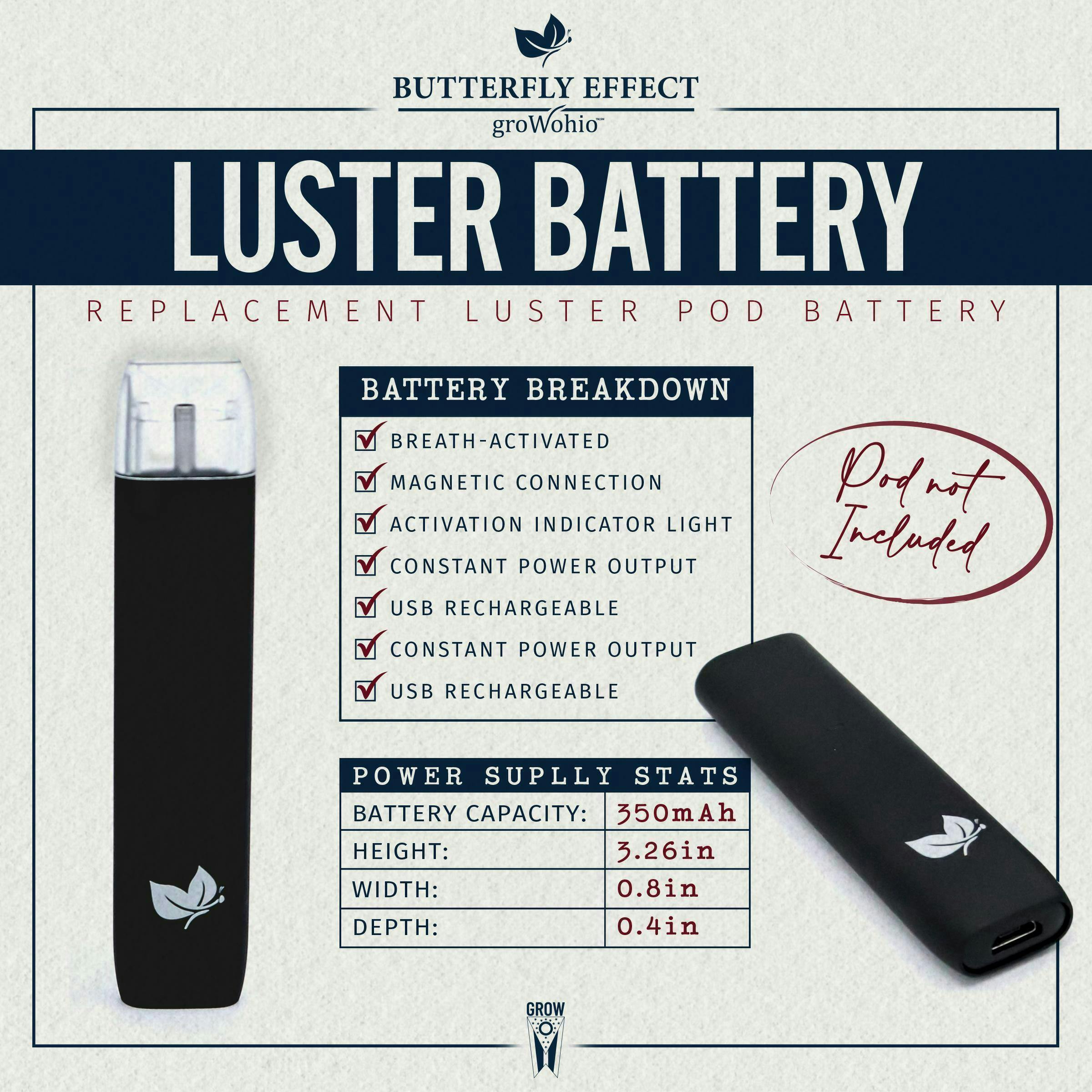 butterfly vape battery Effect CCELL (for Luster Pods) - Butterfly Effect Breeze Prime 6000 Disposable L2 Made of high capacity Choose Flavor:Banana Taffy