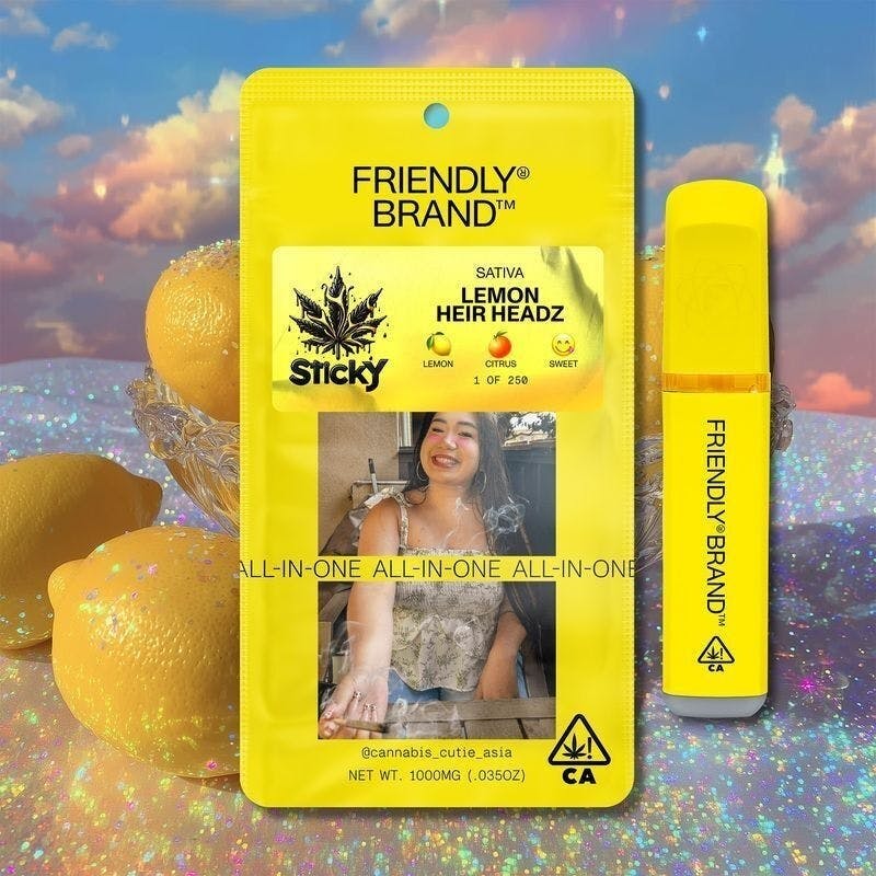 Friendly Brand x Sticky | Lemon Heir Headz | Live Nuresin AIO | 1g -  Friendly Brand