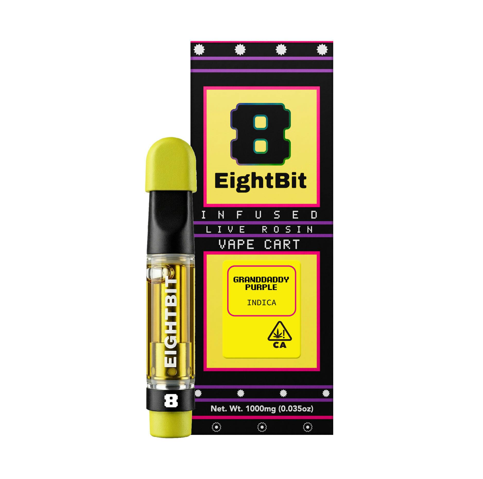 GRANDDADDY PURPLE - LIVE ROSIN Infused 1G Carts - EIGHTBIT