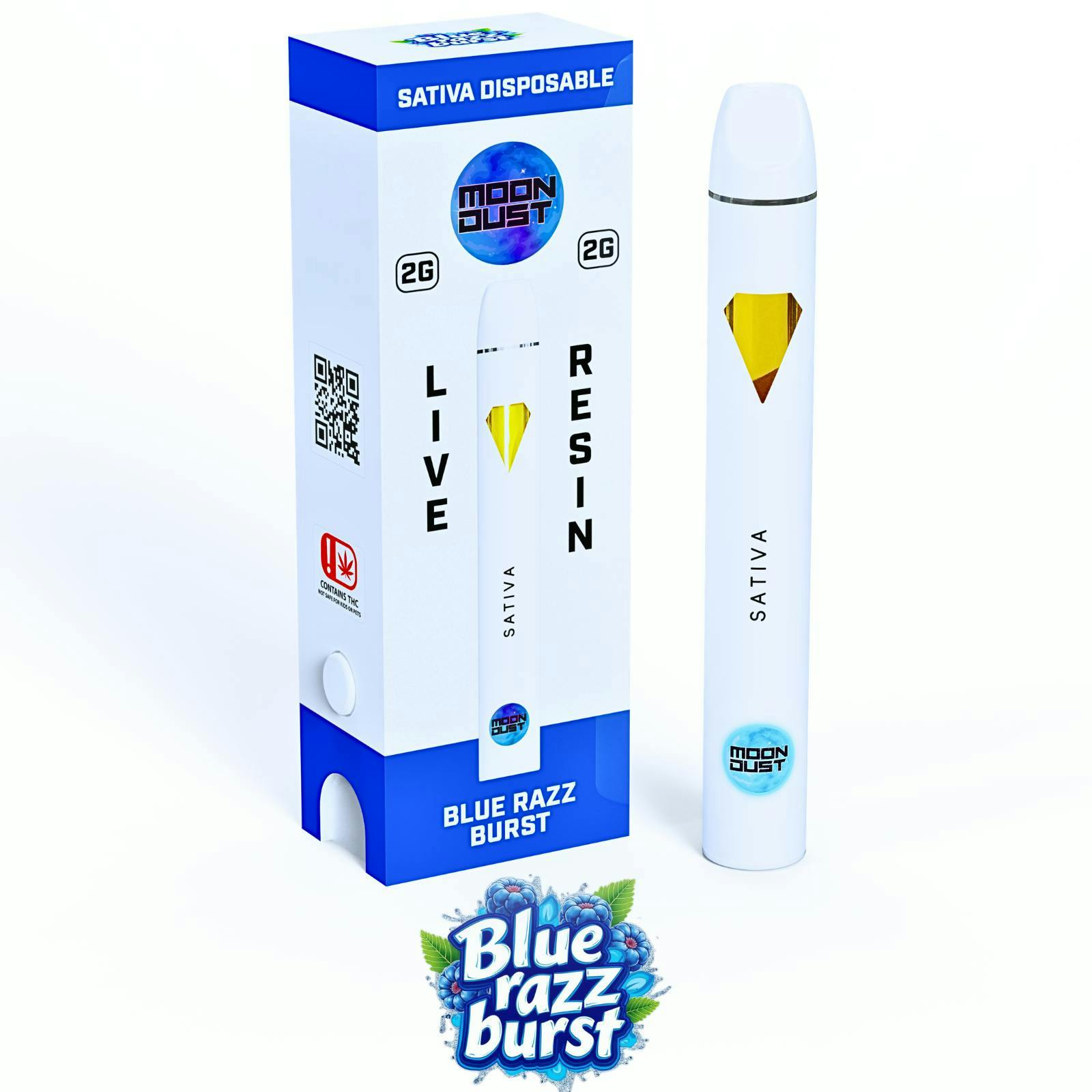 Moon Dust | Blue Razz Burst | Live Resin Disposable | 2g - MOON DUST Moon Dust | Blue Razz Burst | Live Resin Disposable | 2g - MOON DUST