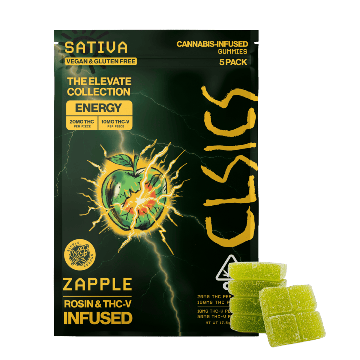 CLSICS - Zapple THC-V - 2:1 THC:THC-V Live Rosin Infused Gummies