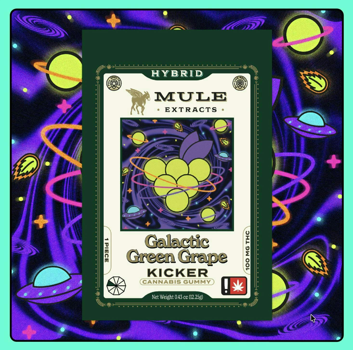 Galactic Green Grape LR Kicker Gummy | 100mg | Single - Mule Extracts