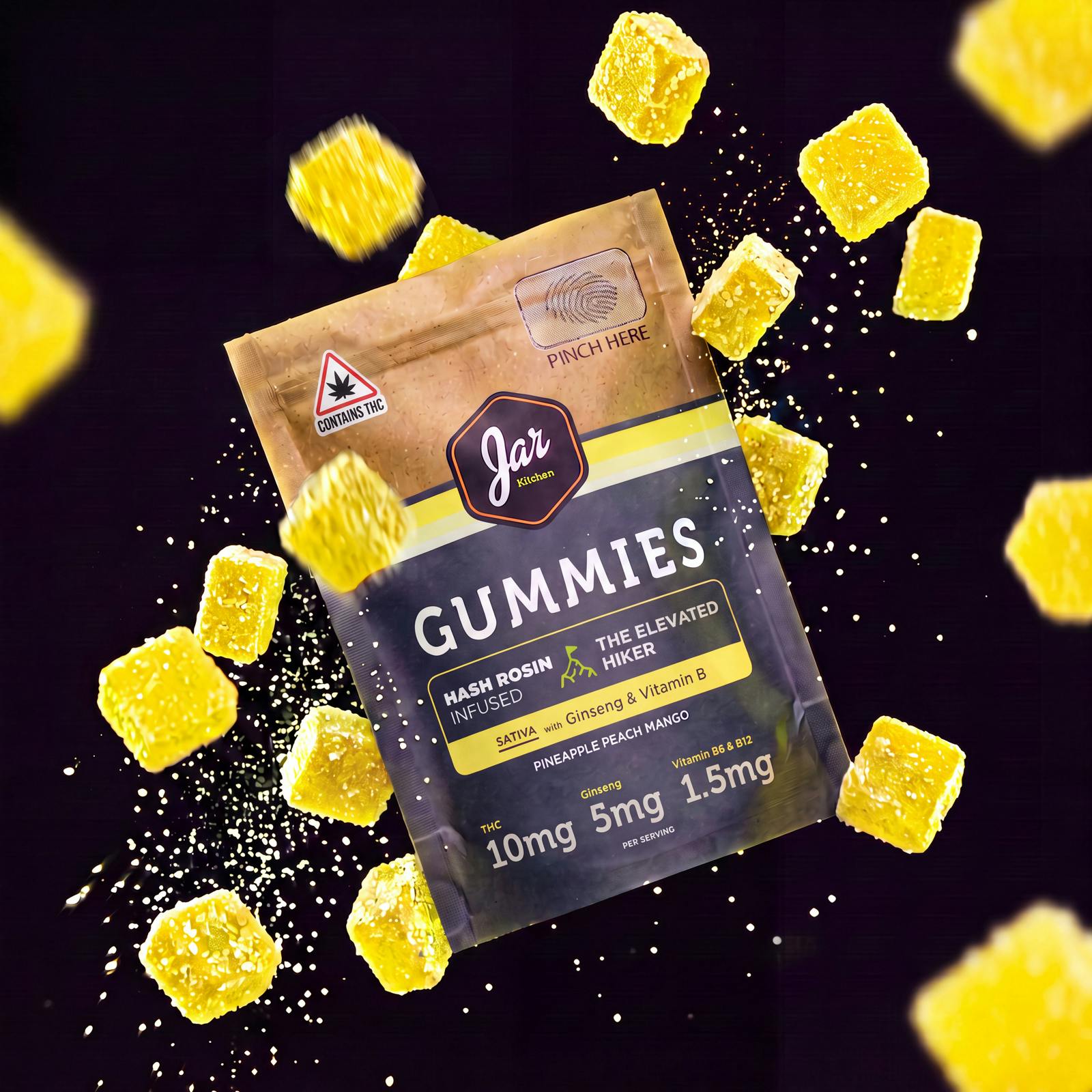Pineapple Peach Mango Gummies - Sativa - 200mg ( 10mg / piece ) - Hash Rosin