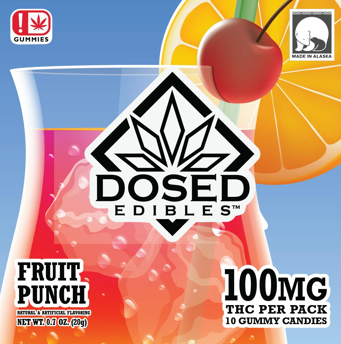 100mg | Fruit Punch| Gummies | Dosed Edibles Alaska