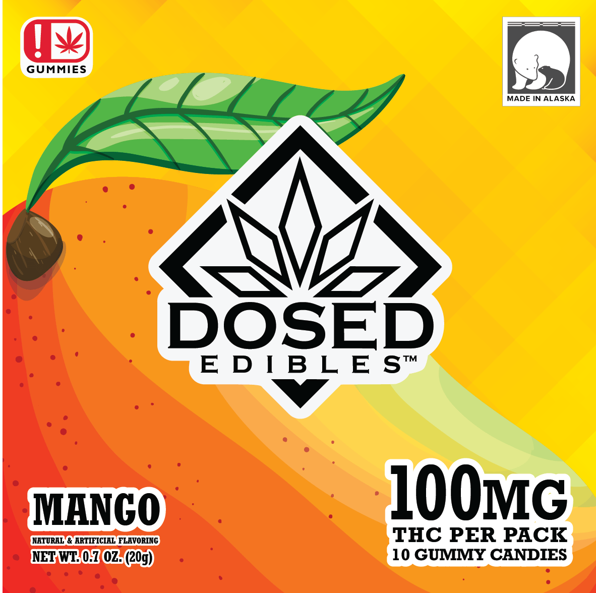 100mg | Mango| Gummies | Dosed Edibles Alaska