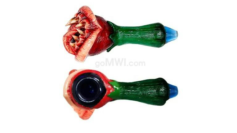 * 5'' Heavy Glass | Monster Face | Teeth Rose | 907 Distributors