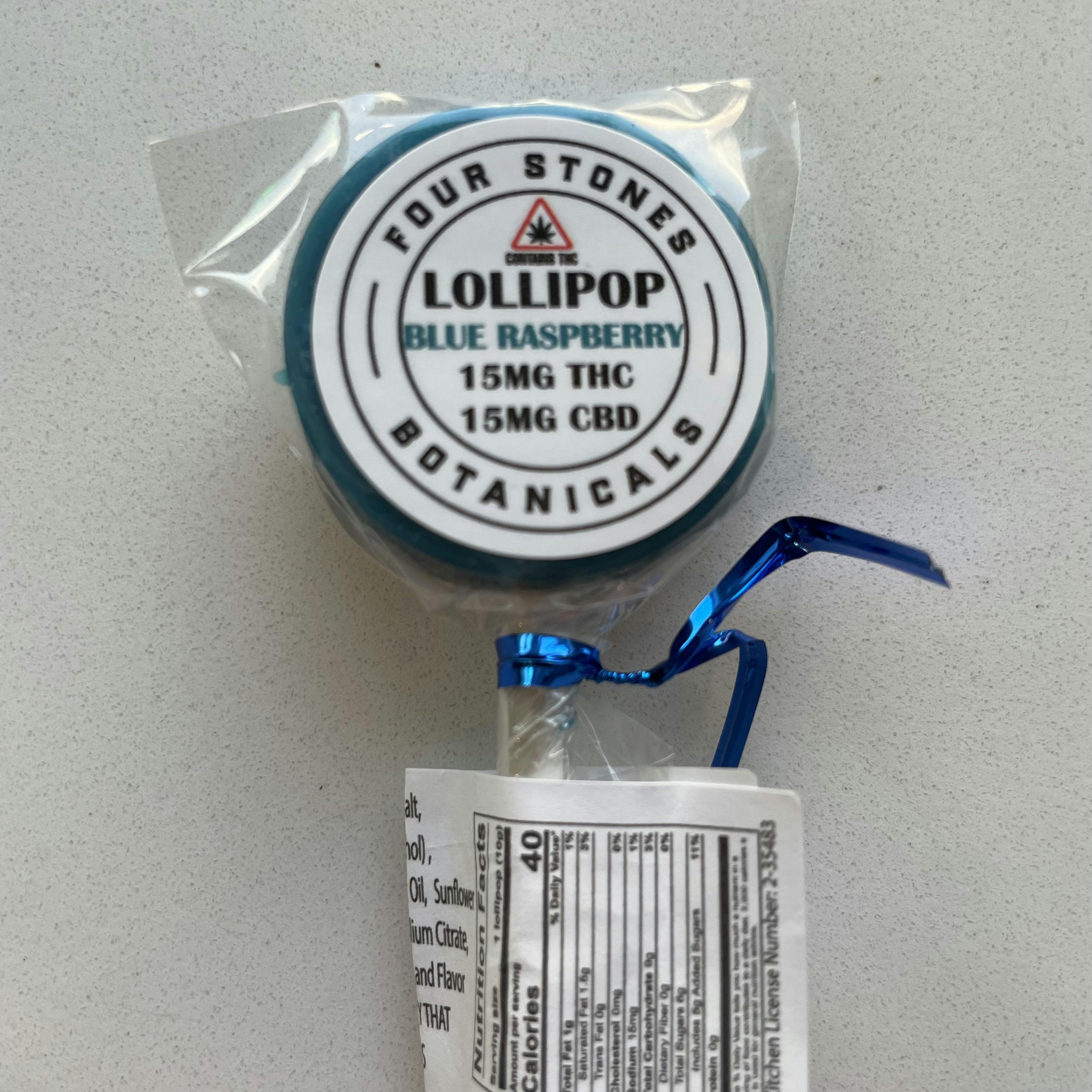 Four Stones Botanicals - Blue Raspberry Lollipop (15mg THC/15mg CBD) at Alternative Essence