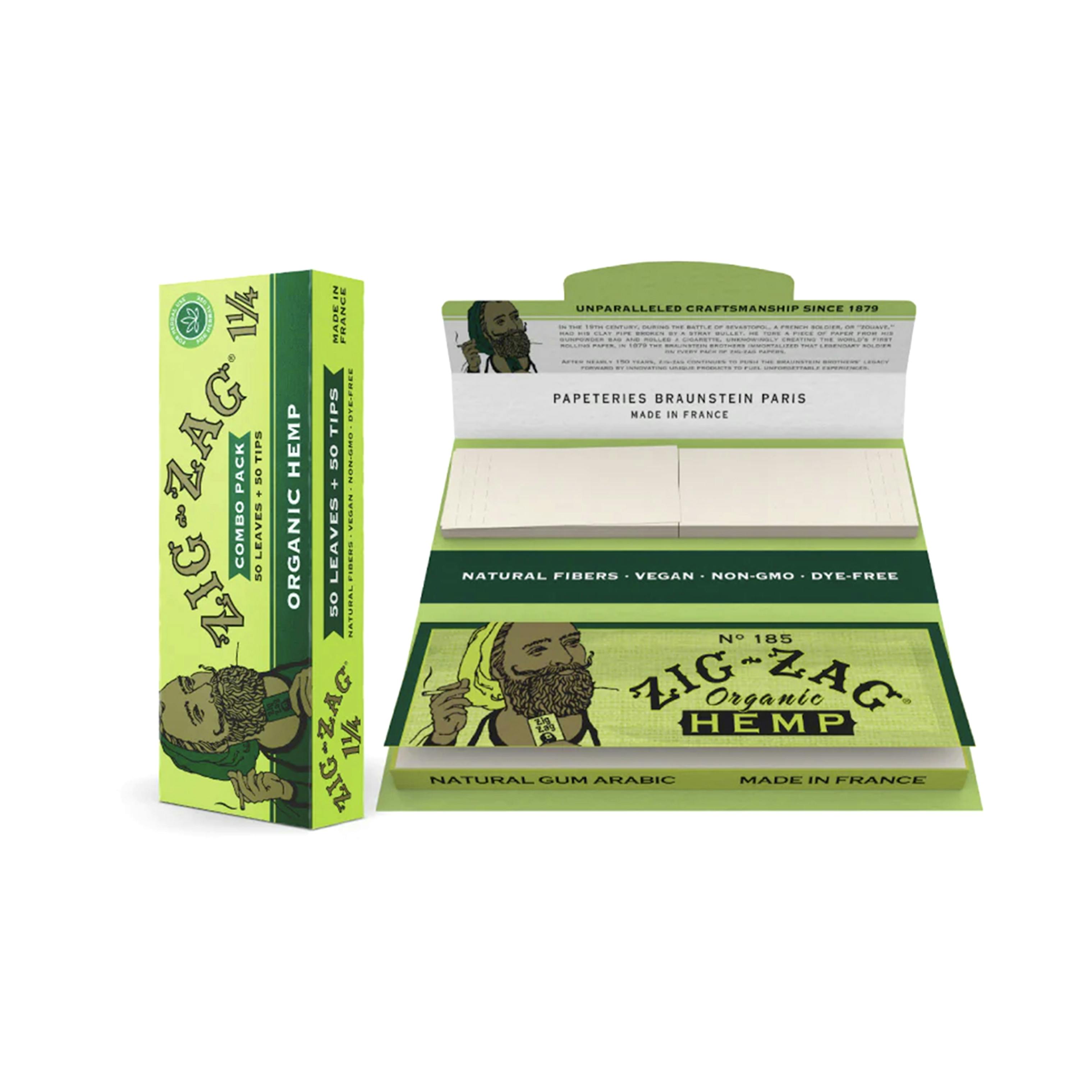 1.25" Organic Hemp Papers + Tips Combo - 50 pack