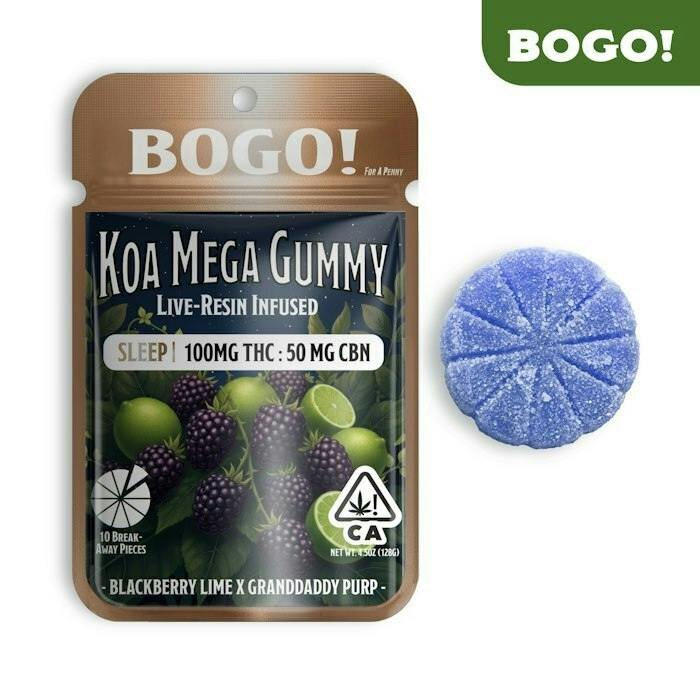 KOA | BLACKBERRY LIME X GRANDDADDY PURP | 100MG SINGLE GUMMY - 100 mg