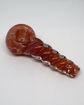 3" Twisted Frit Glass Pipe [Red Swirl]