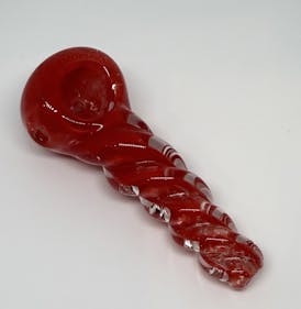 3" Twisted Frit Glass Pipe [Red]
