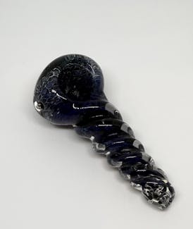 3" Twisted Frit Glass Pipe [Dark Blue/Light Blue Swirl]