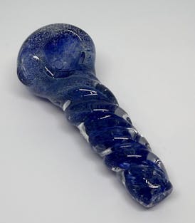 3" Twisted Frit Glass Pipe [Dark Blue Swirl]