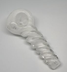 3" Twisted Frit Glass Pipe [White]