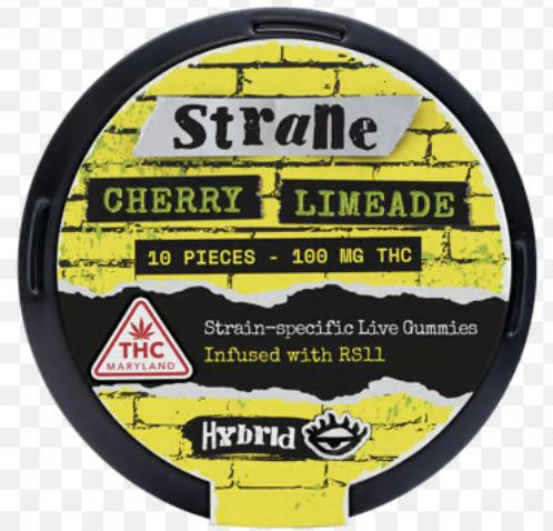 Cherry Limeade (RS11 Infused) Live Resin Hybrid 10mg THC Gummies || Strane
