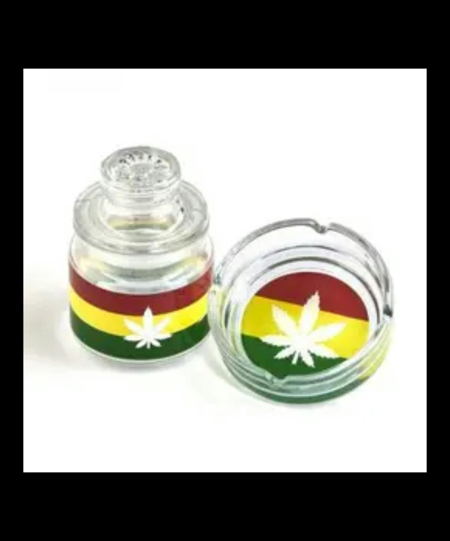 Ashtray Set With Stash Leaf Design