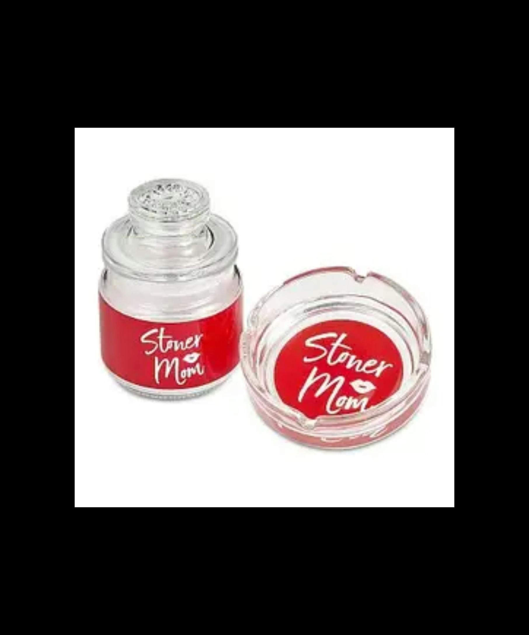 Ashtray Set With Stash Red Stoner Mom Design