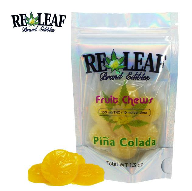 Releaf Brands Fruit Chews - 100mg | Pina Colada at Releaf 85624