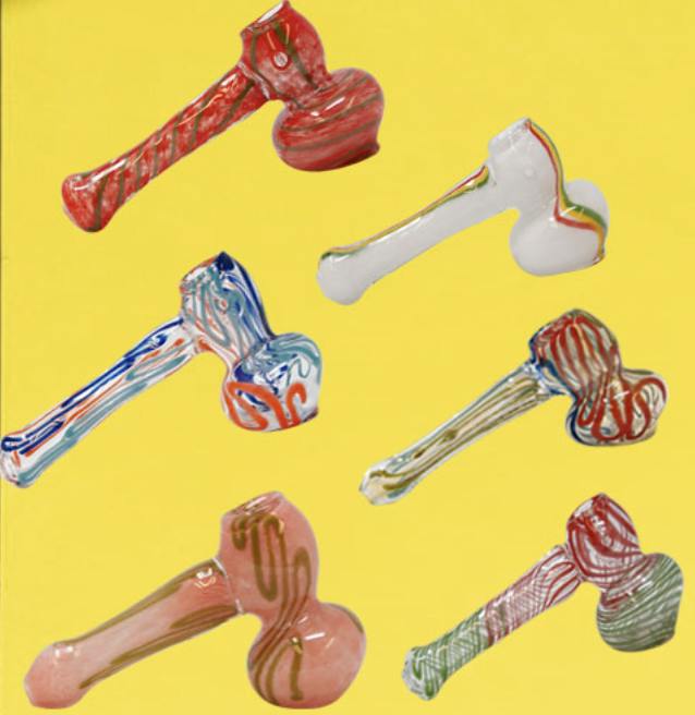 4" Assorted Inside-out Glass Hammer Pipe