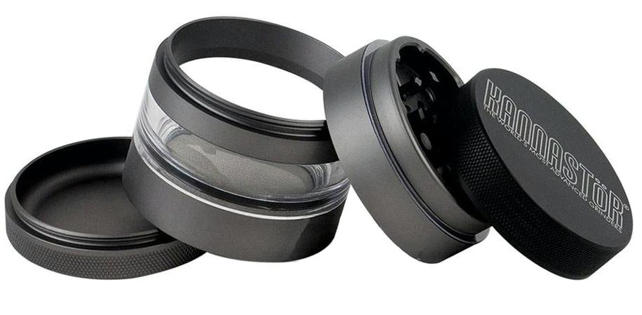 Kannastor: 4-Piece Black Grinder w/ Jar Body