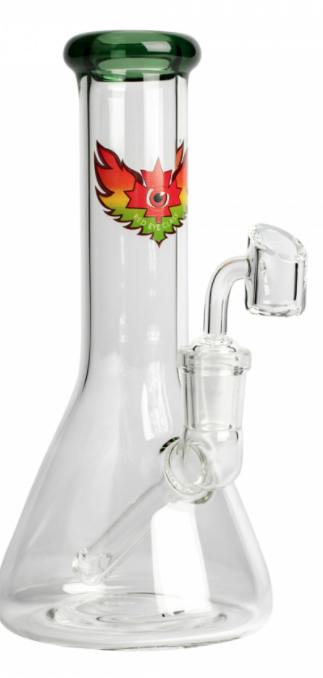 Red Eye Glass 8" Concentrate Beaker Green w/ Quartz Banger