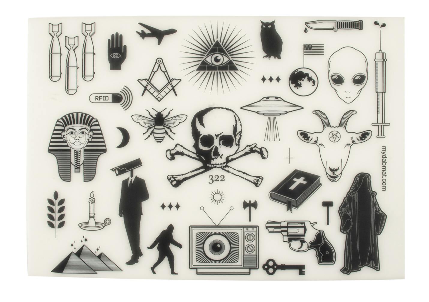 Gear: Glow In The Dark Conspiracy Theory Silicone Dab Mat 12" x 8.5"