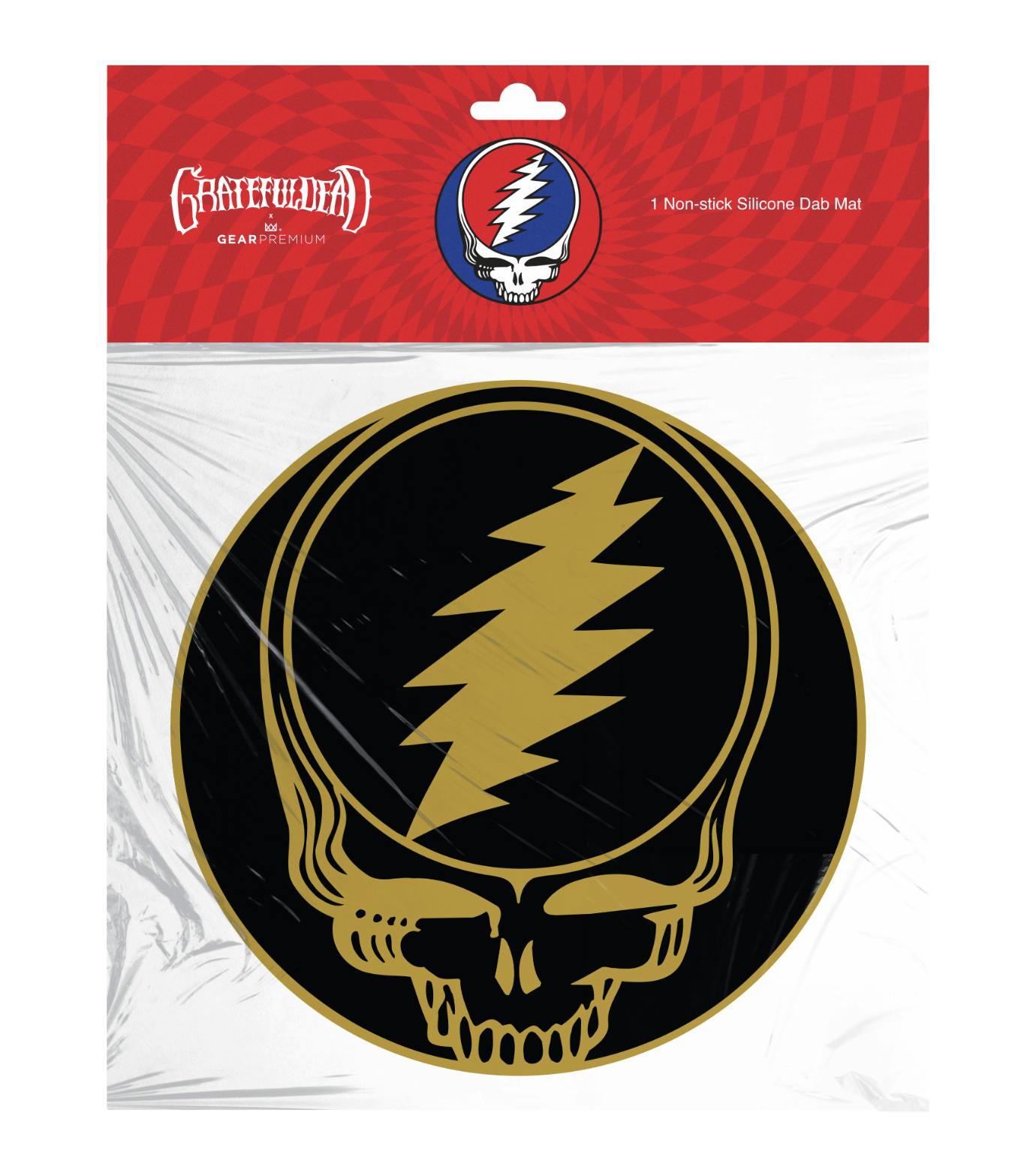 Grateful Dead: Black & Gold Steal Your Face Silicone Dab Mat 7.8"