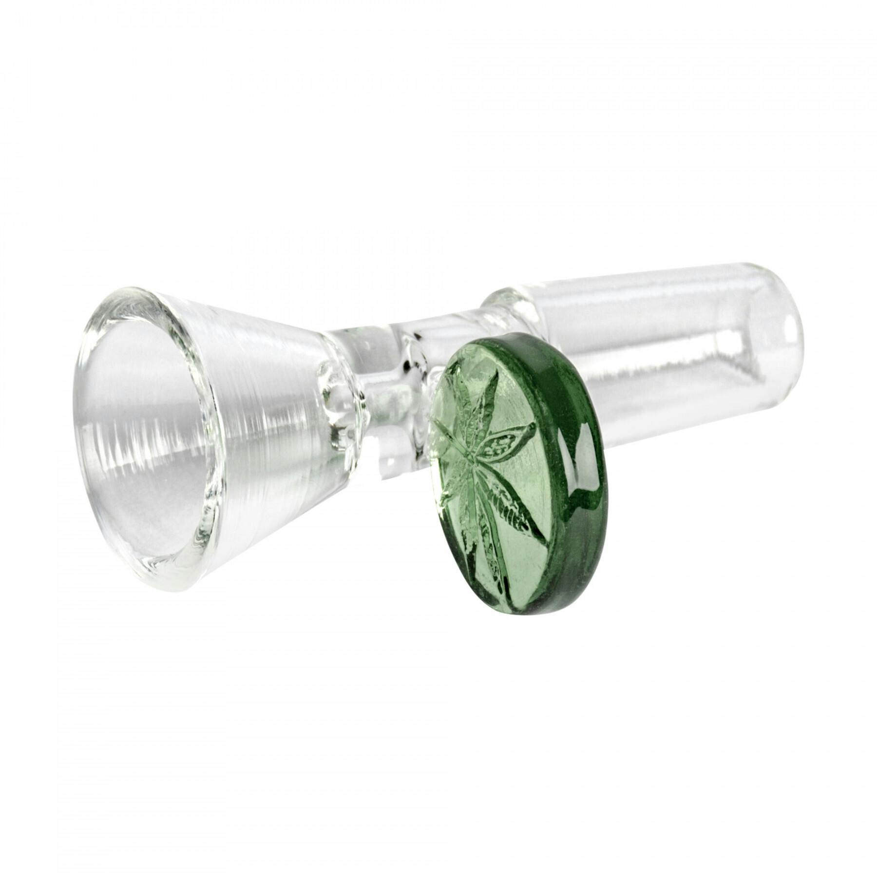 Red eye glass 14mm bowl w/leaf