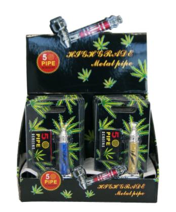 Assorted Cannabis Leaf Metal Pipe 4 Inches