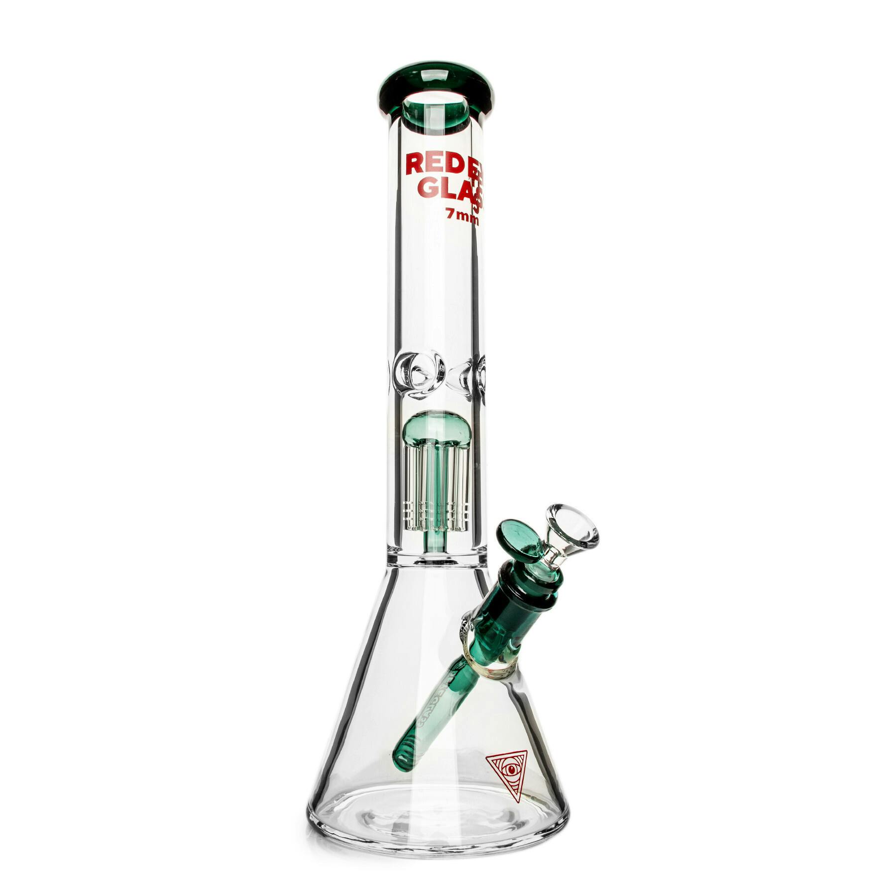 Red Eye Glass: 15" 7mm Thick Wildwood Dual Chamber Beaker Base Water Pipe