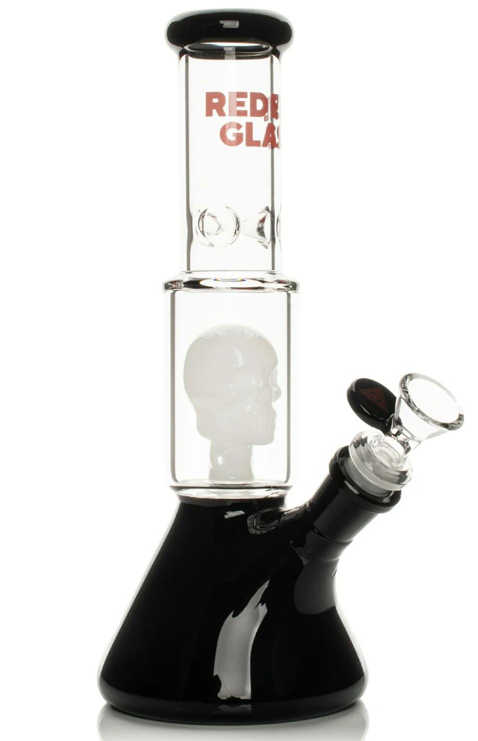 Red Eye Glass: 11" Dual Chamber Skull Perc Water Pipe