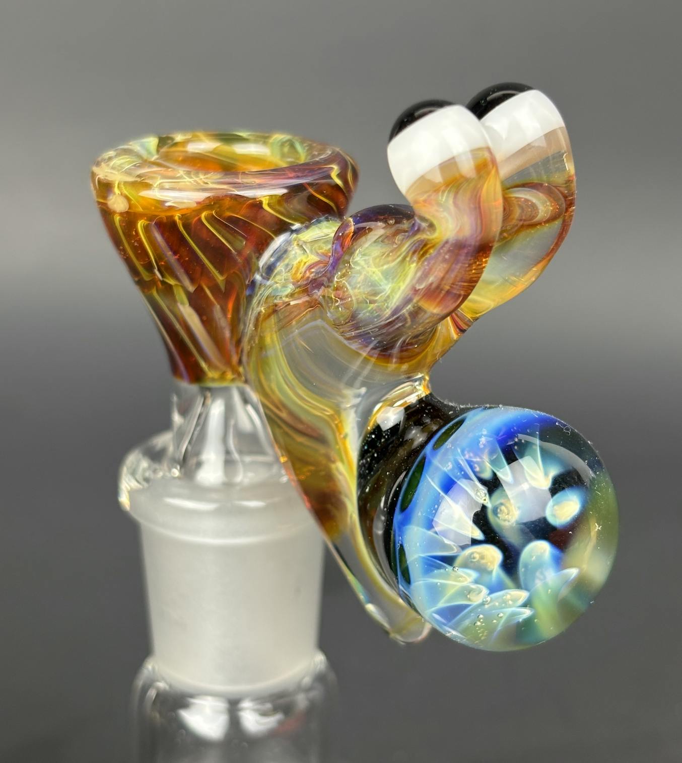 Browski Glass: UV Snail Implosion Marble Bowl