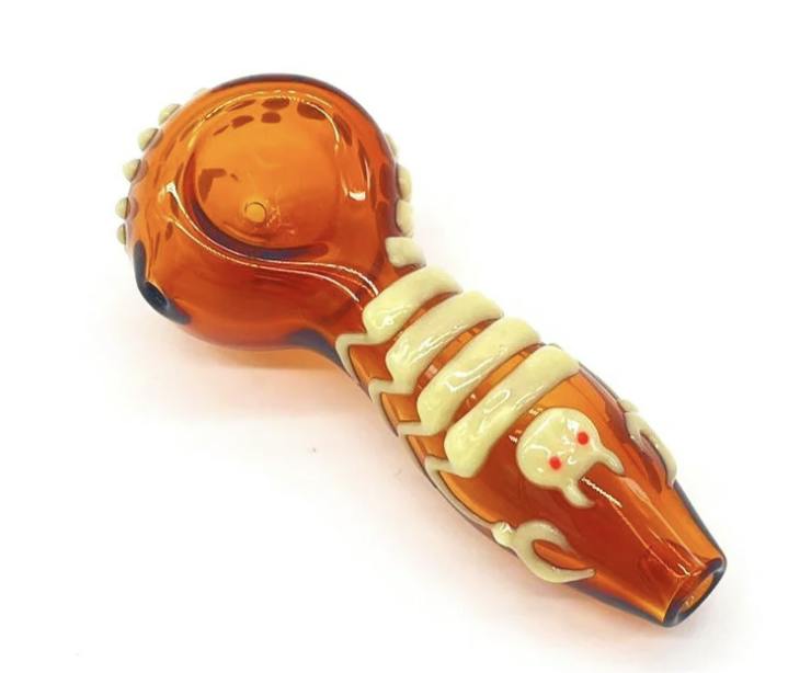 Scorpion Glow In The Dark Glass Smoking Spoon Hand Pipe Amber