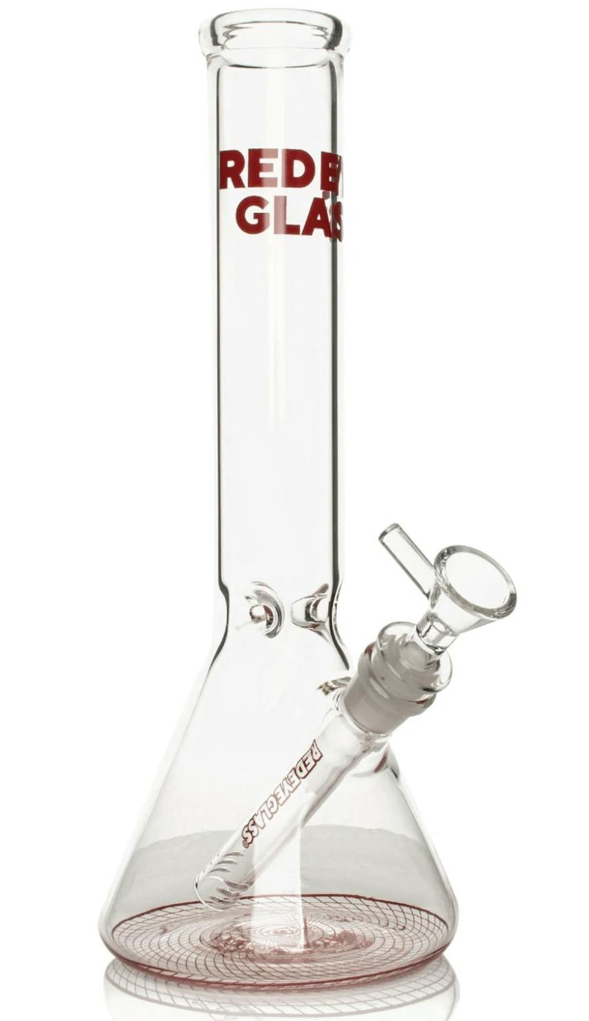Red Eye Glass: 12" Tall Reticello Beaker Base