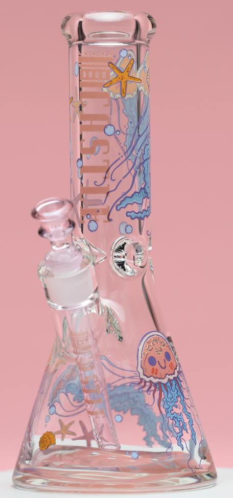 Castle Glass: Jelly Fish 12 Inches Beaker Bong