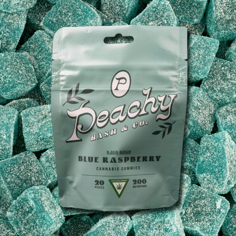 PEACHY HASH & CO. | Edible | Gummies | Live Hash Rosin | Blue Raspberry | 200mg