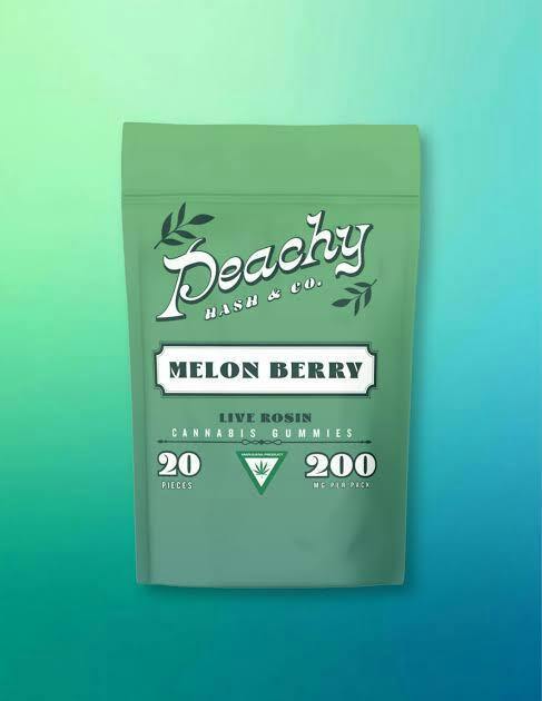 PEACHY HASH & CO. | Edible | Gummies | Live Hash Rosin | Melon Berry | 200mg