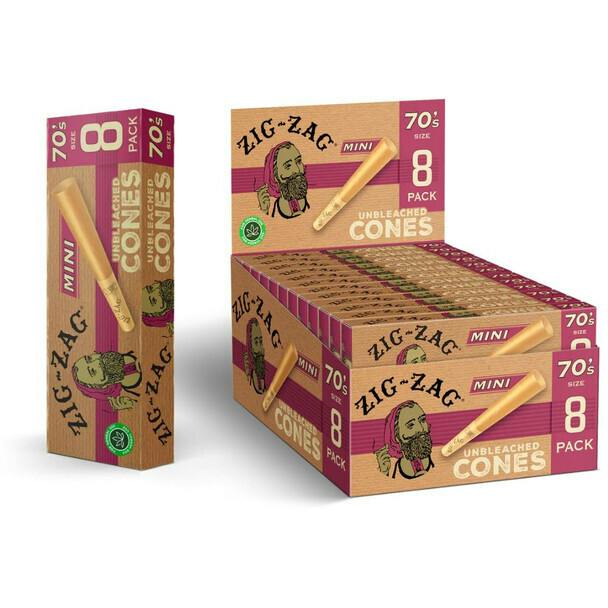 Zig-Zag - Mini Unbleached Cones - 8 Pack