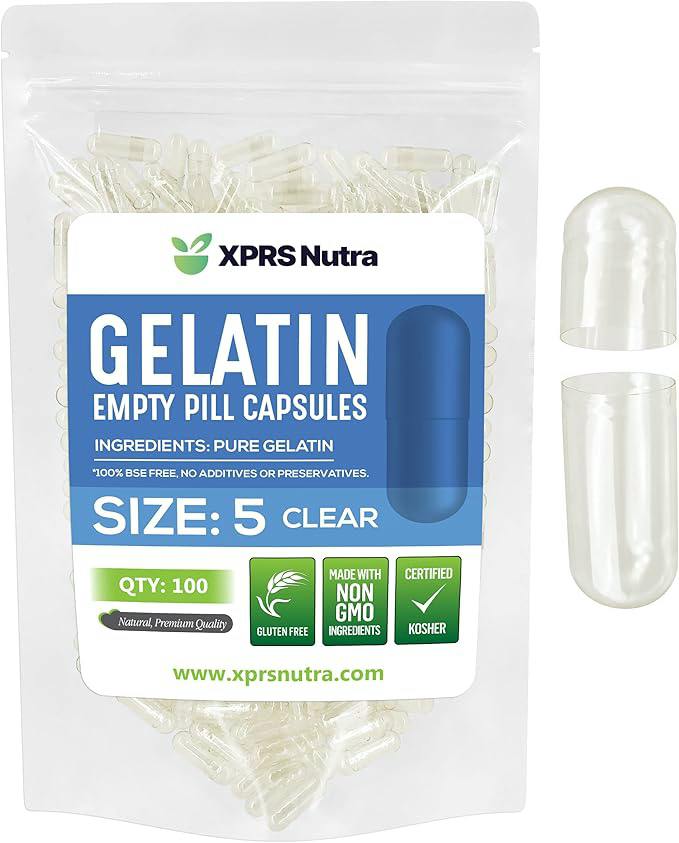 XPRS Nutra - 10x Size 5 Empty Gelatin Pill Capsules