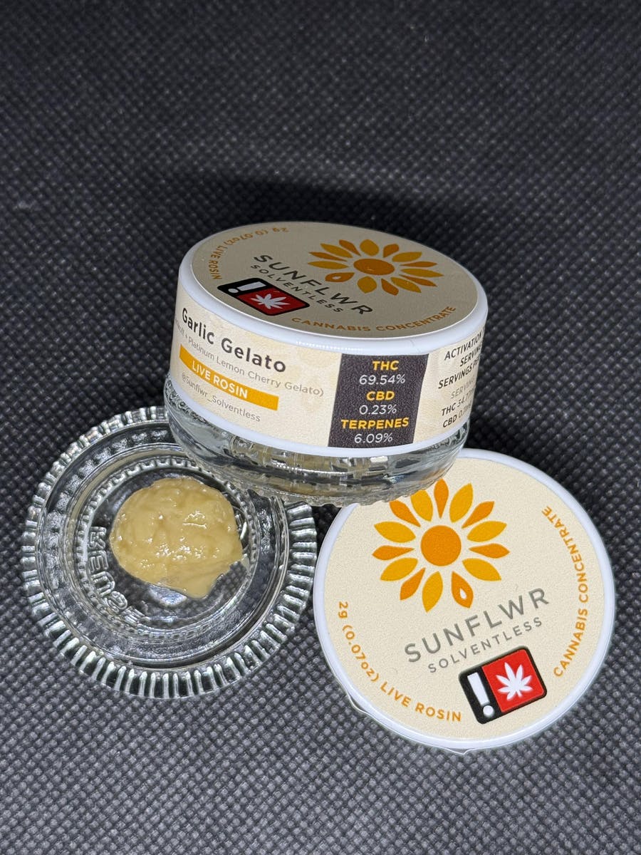 SUNFLWR Solventless: Garlic Gelato - Dab