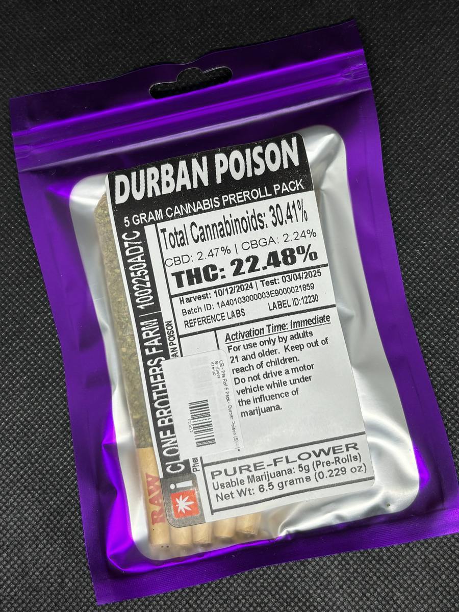 CB - Pre Roll 5 Pack - Durban Poison (S)