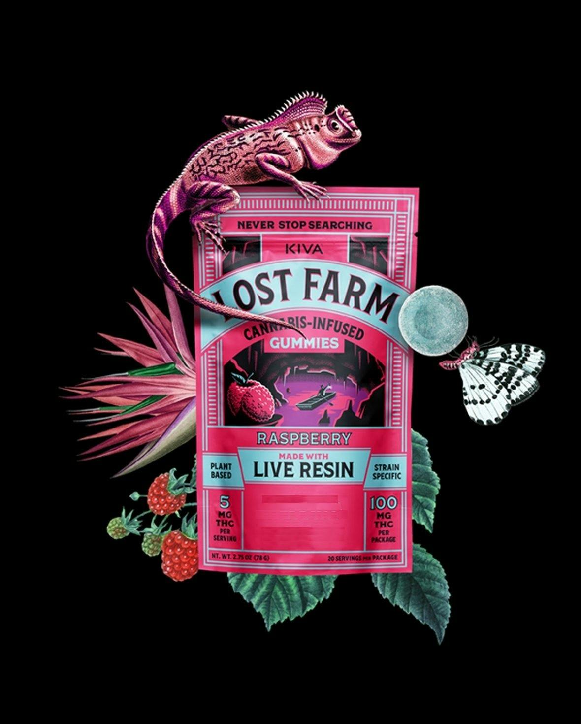 Kiva Lost Farm Raspberry (I) Live Resin Gummies 10mg 10pk