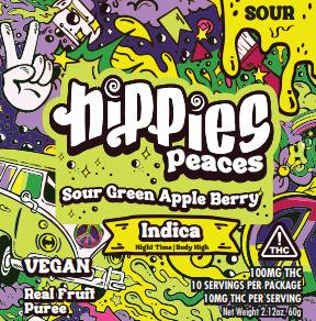 Hippies Peaces Sour Green Apple Berry (I) 10mg 10pk