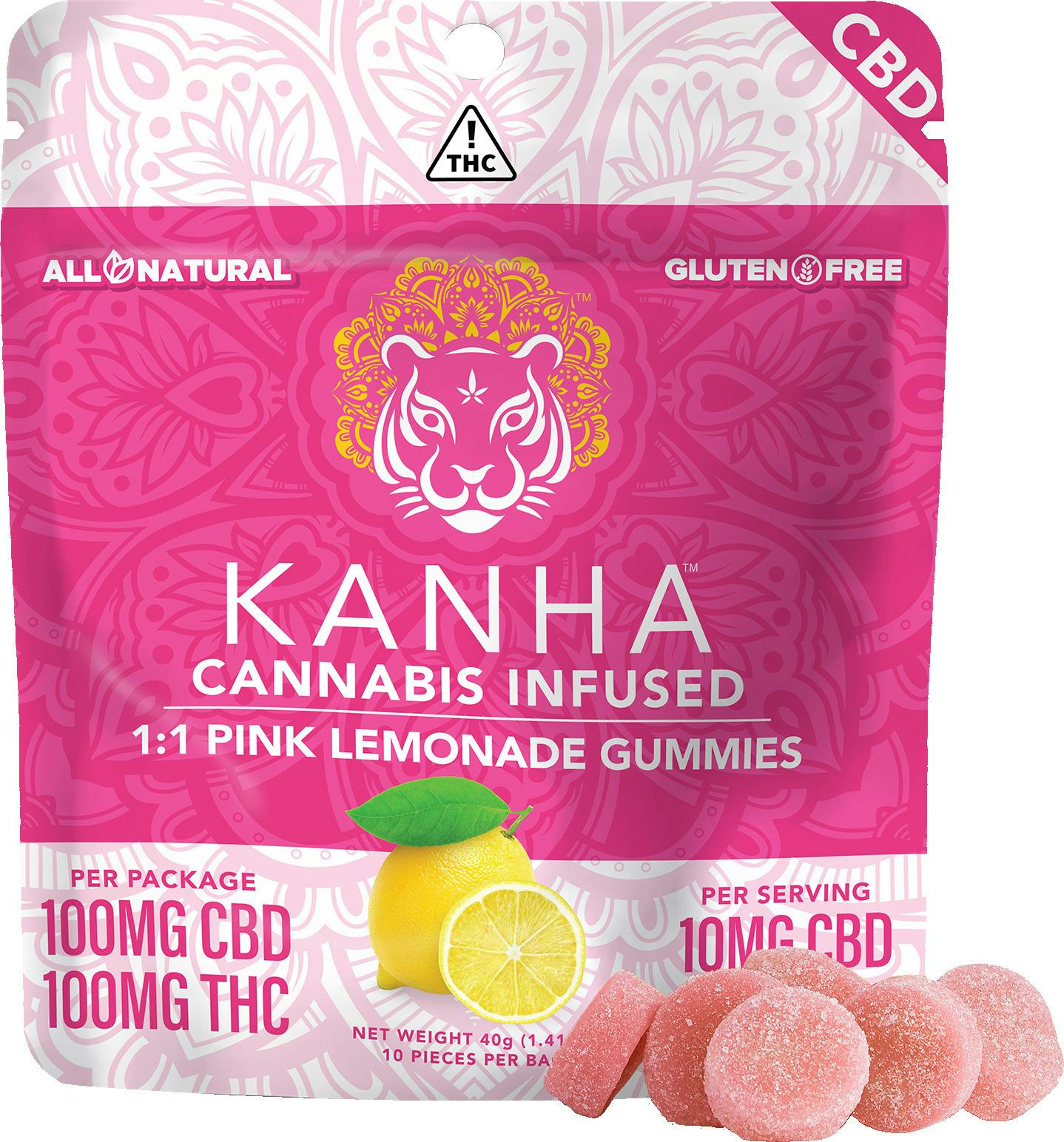 Kanha FX 1:1 CBD:THC Pink Lemonade (H) Gummies 10mg 10pk