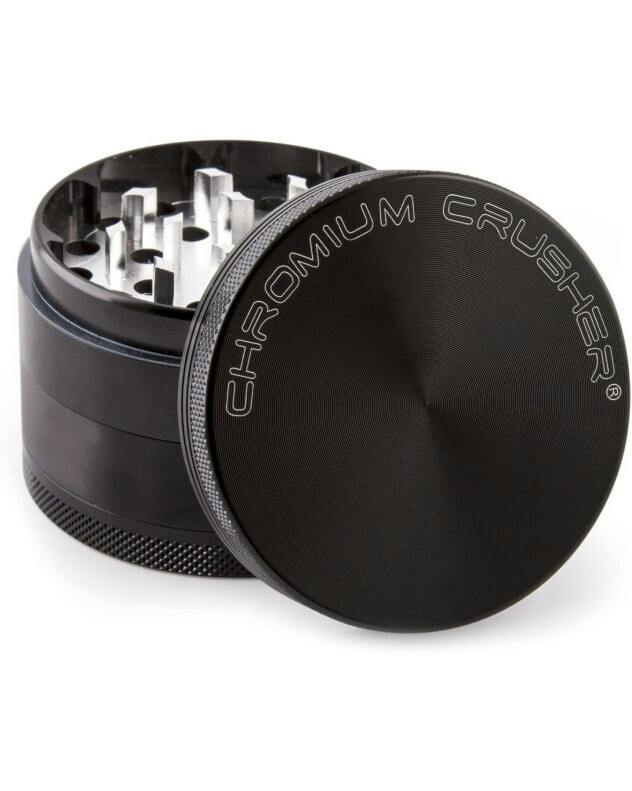 Chromium Crusher 4-Piece Zinc Grinder Black 2"